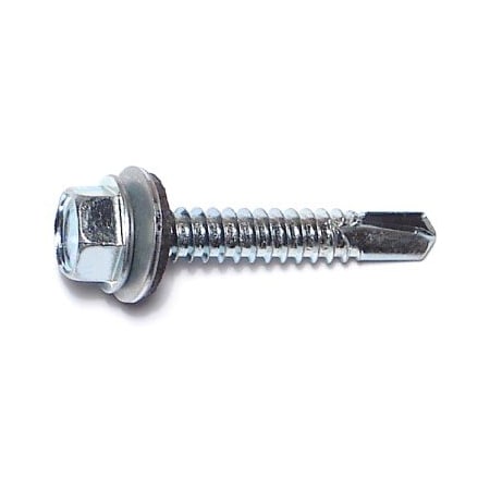 Buildright Self-Drilling Screw, #14 x 1-1/2 in, Zinc Plated Steel Flange Hex Head External Hex Drive, 44 PK 09813